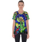 Beauty And The Beast Stained Glass Rose Cut Out Side Drop T-Shirt