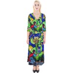 Beauty And The Beast Stained Glass Rose Quarter Sleeve Wrap Maxi Dress