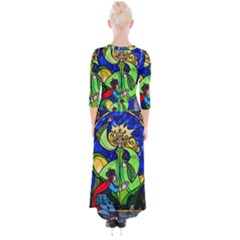Quarter Sleeve Wrap Maxi Dress 