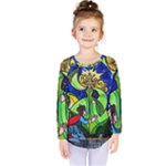 Beauty And The Beast Stained Glass Rose Kids  Long Sleeve T-Shirt