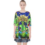 Beauty And The Beast Stained Glass Rose Quarter Sleeve Pocket Dress