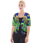 Beauty And The Beast Stained Glass Rose Cropped Button Cardigan