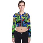 Beauty And The Beast Stained Glass Rose Long Sleeve Zip Up Bomber Jacket