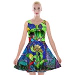 Beauty And The Beast Stained Glass Rose Velvet Skater Dress