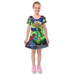 Beauty And The Beast Stained Glass Rose Kids  Short Sleeve Velvet Dress