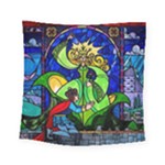 Beauty And The Beast Stained Glass Rose Square Tapestry (Small)