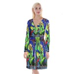 Beauty And The Beast Stained Glass Rose Long Sleeve Velvet Front Wrap Dress