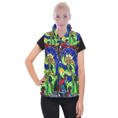 Beauty And The Beast Stained Glass Rose Women s Button Up Vest from ArtsNow.com