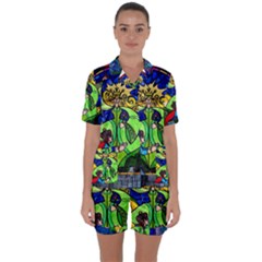 Satin Short Sleeve Pajamas Set 