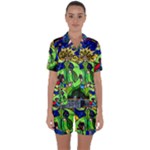 Beauty And The Beast Stained Glass Rose Satin Short Sleeve Pajamas Set