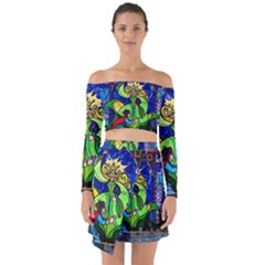 Off Shoulder Top with Skirt Set 