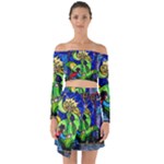 Beauty And The Beast Stained Glass Rose Off Shoulder Top with Skirt Set