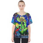 Beauty And The Beast Stained Glass Rose V-Neck Dolman Drape Top