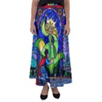 Beauty And The Beast Stained Glass Rose Flared Maxi Skirt