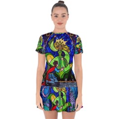 Drop Hem Mini Chiffon Dress 