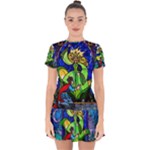 Beauty And The Beast Stained Glass Rose Drop Hem Mini Chiffon Dress