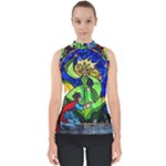Beauty And The Beast Stained Glass Rose Mock Neck Shell Top