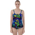 Beauty And The Beast Stained Glass Rose Twist Front Tankini Set
