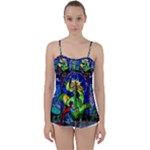 Beauty And The Beast Stained Glass Rose Babydoll Tankini Top