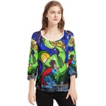 Beauty And The Beast Stained Glass Rose Chiffon Quarter Sleeve Blouse