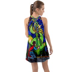 Halter Tie Back Chiffon Dress 