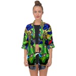 Beauty And The Beast Stained Glass Rose Open Front Chiffon Kimono