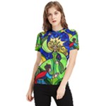 Beauty And The Beast Stained Glass Rose Women s Short Sleeve Rash Guard