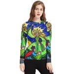 Beauty And The Beast Stained Glass Rose Women s Long Sleeve Rash Guard