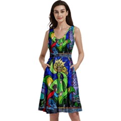 Sleeveless V-Neck Skater Dress with Pockets 