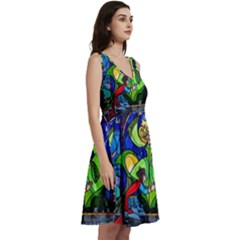 Sleeveless V-Neck Skater Dress with Pockets 