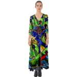 Beauty And The Beast Stained Glass Rose Button Up Boho Maxi Dress