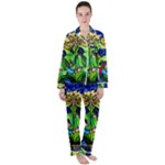 Beauty And The Beast Stained Glass Rose Women s Long Sleeve Satin Pajamas Set	