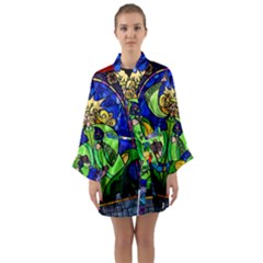 Long Sleeve Satin Kimono 