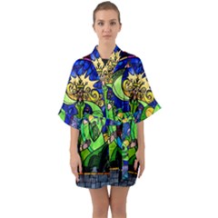 Half Sleeve Satin Kimono  