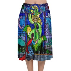 Velvet Flared Midi Skirt 