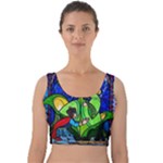 Beauty And The Beast Stained Glass Rose Velvet Crop Top