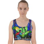 Beauty And The Beast Stained Glass Rose Velvet Racer Back Crop Top