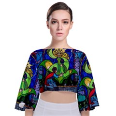 Tie Back Butterfly Sleeve Chiffon Top 