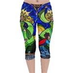 Beauty And The Beast Stained Glass Rose Velvet Capri Leggings 