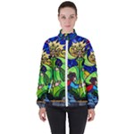 Beauty And The Beast Stained Glass Rose Women s High Neck Windbreaker