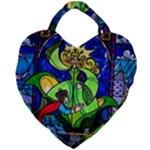 Beauty And The Beast Stained Glass Rose Giant Heart Shaped Tote