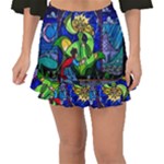Beauty And The Beast Stained Glass Rose Fishtail Mini Chiffon Skirt