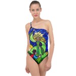 Beauty And The Beast Stained Glass Rose Classic One Shoulder Swimsuit