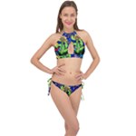 Beauty And The Beast Stained Glass Rose Cross Front Halter Bikini Set