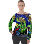 Beauty And The Beast Stained Glass Rose Off Shoulder Long Sleeve Velour Top