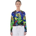 Beauty And The Beast Stained Glass Rose Women s Slouchy Sweat