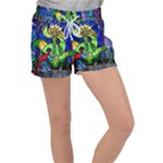 Beauty And The Beast Stained Glass Rose Women s Velour Lounge Shorts