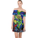 Beauty And The Beast Stained Glass Rose Off Shoulder Chiffon Dress