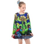 Beauty And The Beast Stained Glass Rose Kids  Long Sleeve Dress