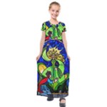 Beauty And The Beast Stained Glass Rose Kids  Short Sleeve Maxi Dress
